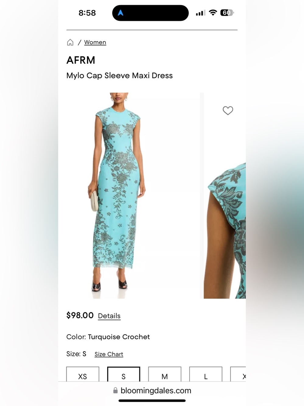 Never Worn AFRM Bodycon Floral Turquoise Dress (Mylo)